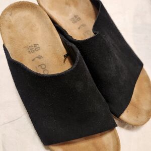 Papillio Black Suede Slide Mules